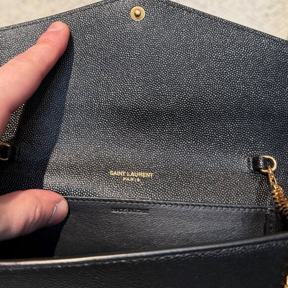 Saint Laurent Black Grain de Poudre Leather Uptown Chain Wallet W/ Card Case - Picture 12 of 16